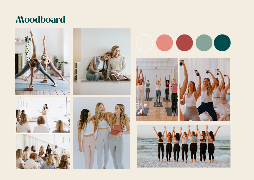 WeWomen brand moodboard with colour palette and photography direction